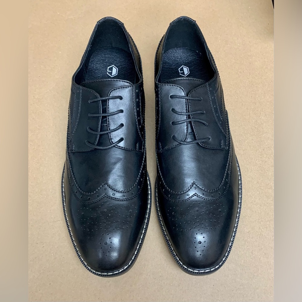 GM GOLAIMAN Classic Formal Oxfords Black Dress Shoes Wing Tip New In Box